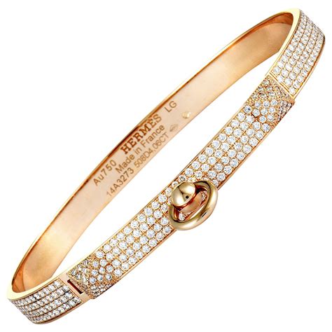 bracelet rose hermes|Hermes gold bracelet with diamonds.